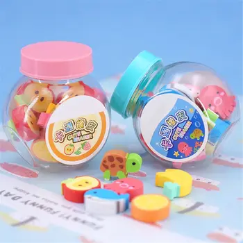 

20 pcs/lot Mini Kawaii Cartoon Animal Eraser Cute Creative Fruit Rubber Eraser For Kids Correction