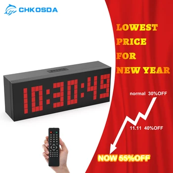 

KOSDA Remote Control Large Digital LED Alarm Clock Countdown Timer Big Screen Sports Stopwatch Snooze Temperature Home Decor