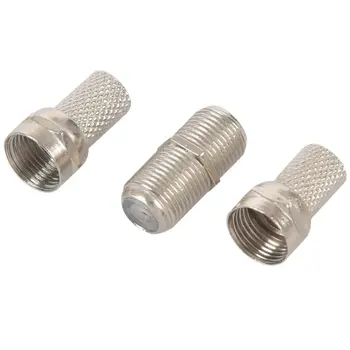

3 x F TO F CONNECTORS, JOINERS, COUPLERS FOR MALE F PLUG + PLUGS X3
