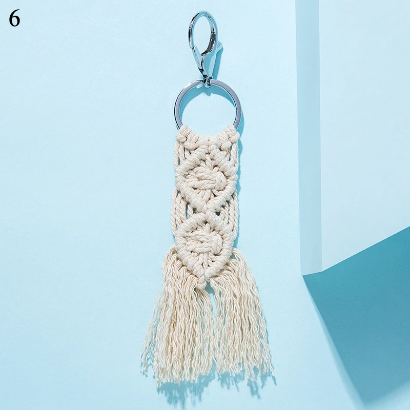 6 Брелоки с кисточками для женщин Boho брелок Крепление Сумка из макраме llaveros Шарм автомобиль Висячие украшения подарок для друзей Прямая - Цвет: 6
