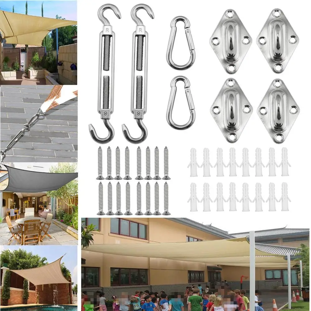 24pcs Stainless Steel Awning Canopy Fittings Outdoors Sun Shade Shelter Netting Accessories