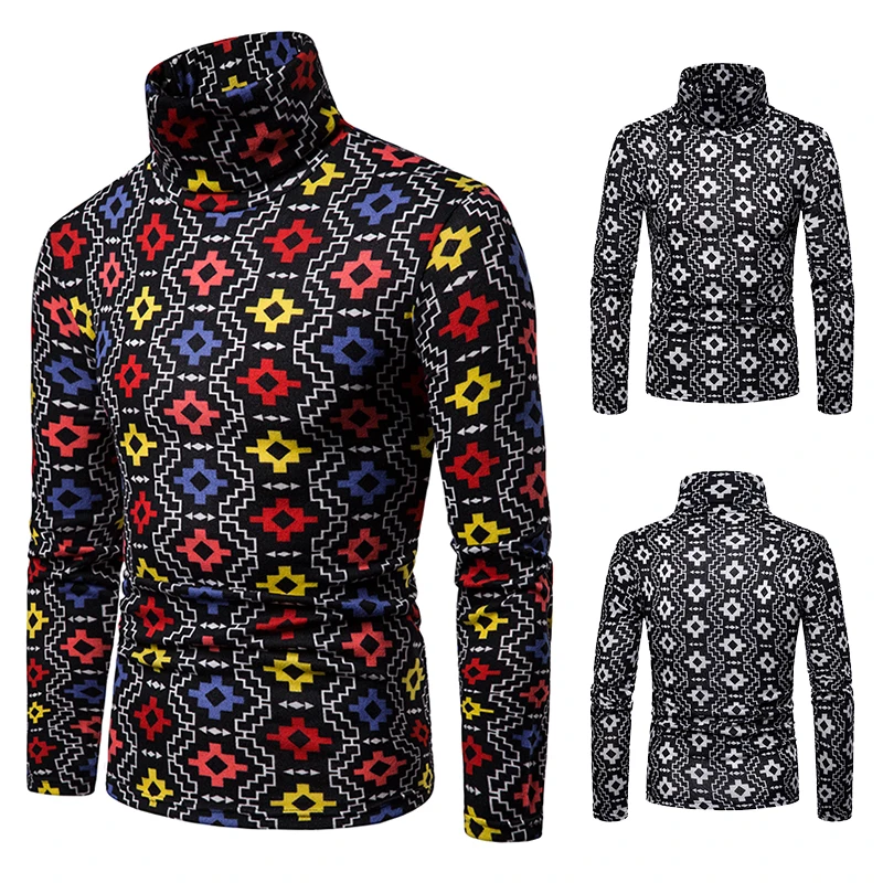 

The new autumn/Winter 2020 men's plus pile warm turtleneck sweater is versatile with tetris long-sleeved top