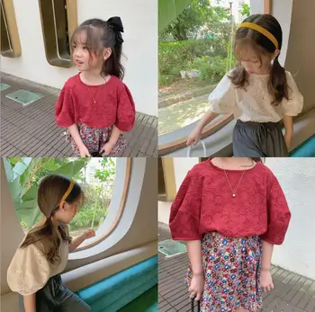 

2020 Summer Baby Girls Lace Hollow Out Top, Princess Kids Cute T-shirt 6 pieces/lot, Wholesale