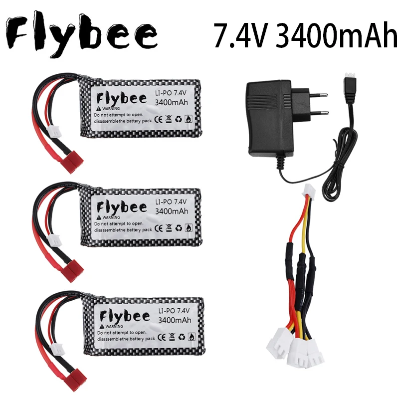Литий-Полимерный Аккумулятор 7 4 В 3400 мАч для Wltoys 12428 12423 RC четырехколесный