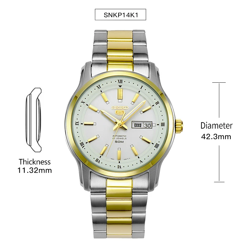 Оригинальные мужские часы SEIKO 5 с автоматическим перемещением, механические наручные часы 5 бар, водонепроницаемые светящиеся, глобальная гарантия SNKM87J1 - Цвет: SNKP14K1