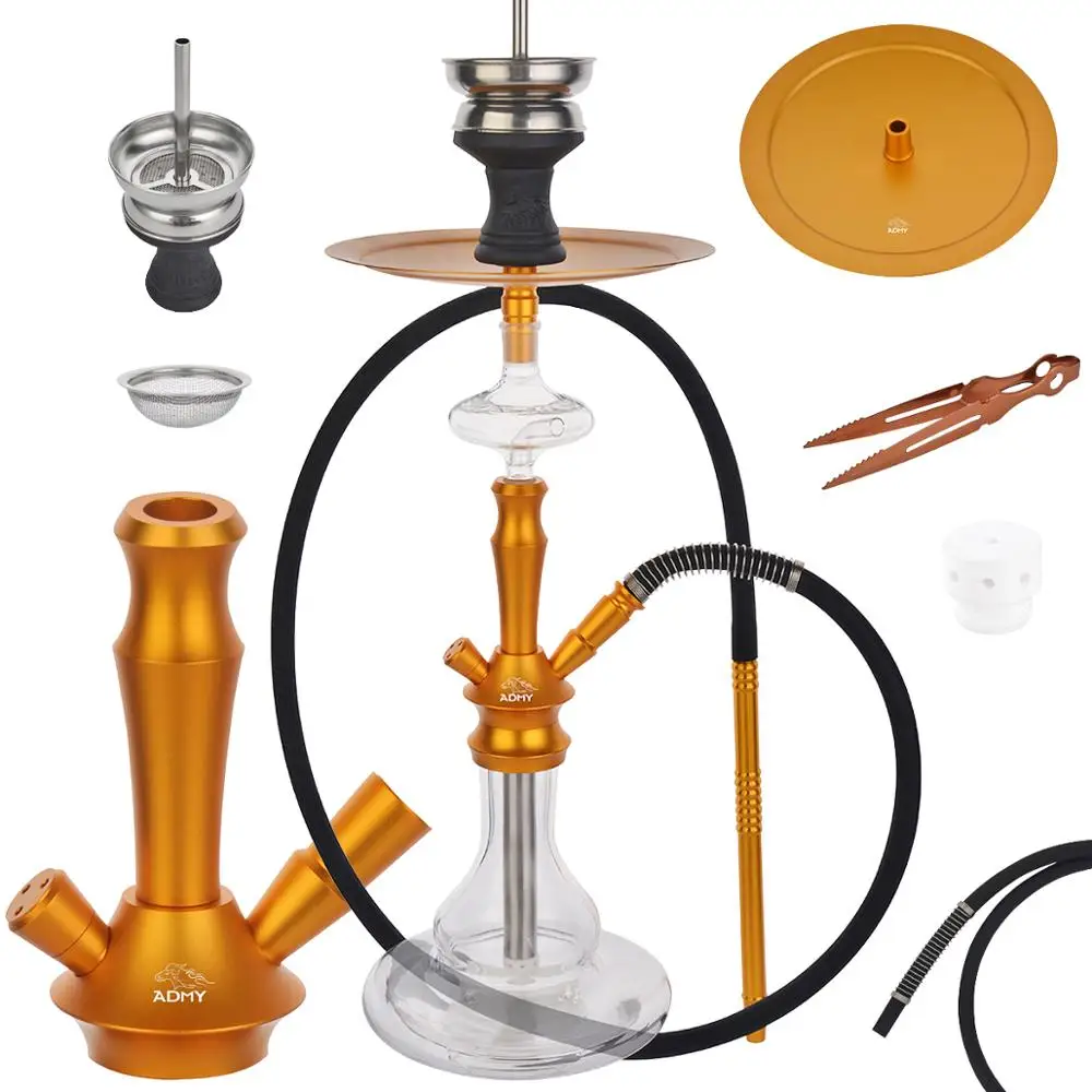 

ADMY Aluminum Hookah Shisha Hose Six Colors Modern Narguile Nargile Smoking Water Pipe factory wholesale Backpack gift Hgt63cm