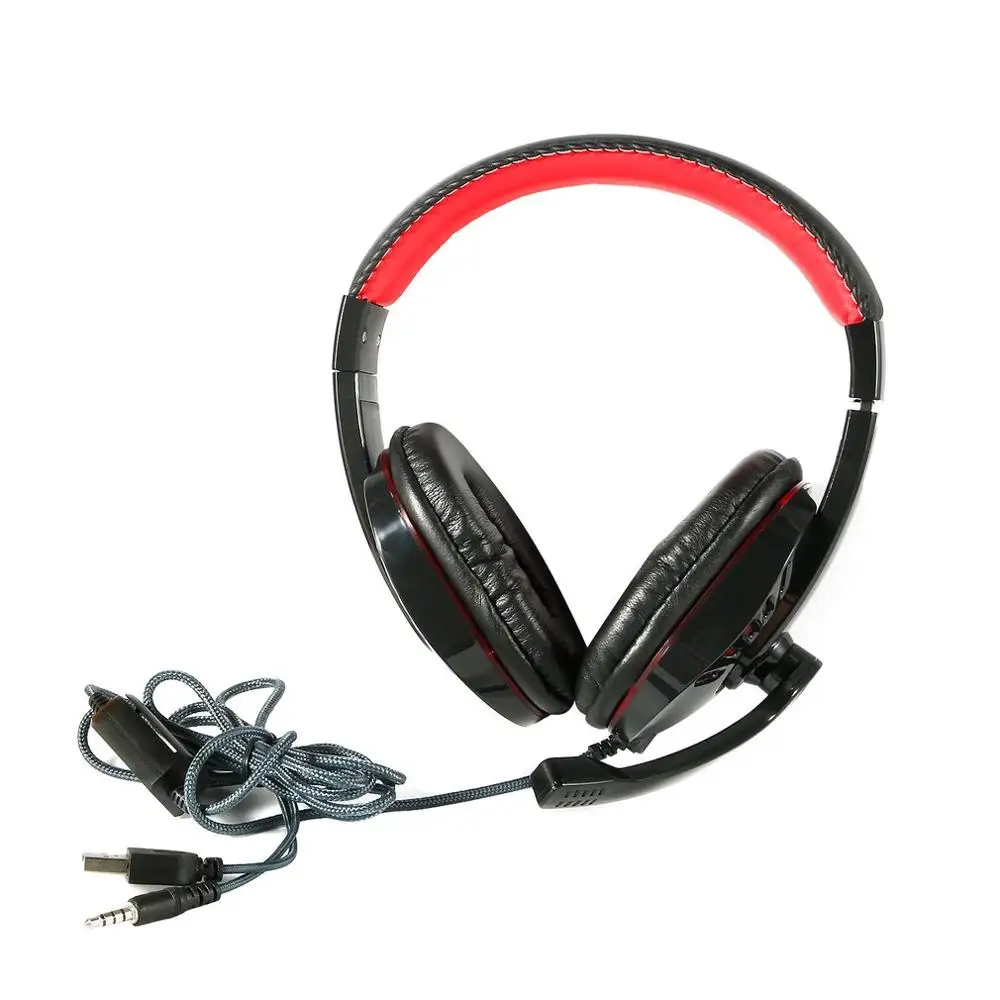 Gaming Headset Best casque 7.1 Surround Sound USB Wired Headphones with Microphone Volume Control for PS4/XBOX-ONE SY755MV - Color: Red