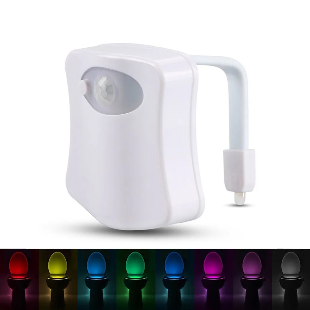 LED 8 Colors Toilet Decorative Light Waterproof Motion Sensor Bathroom Night Light with Replaceable Battery IP65 for RestroomLED bright night light