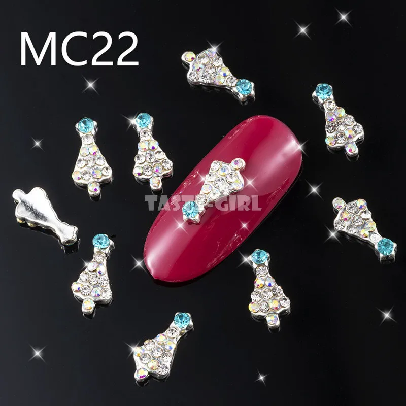 MC22 10 шт./лот 3D Поп различные Рождественские Элементы X'mas дерево снежинка снеговик лося сплав акриловый дизайн ногтей горный хрусталь Украшение - Цвет: MC22