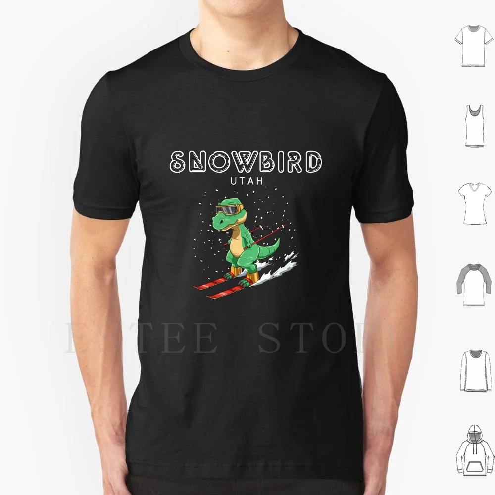 Snowbird-T-Rex Ski Gift T Shirt Uomo Cotone 6Xl Snowbird Ski T Rex Retro Funny Snowboard Usa Apres Ski Trex Dinosaur America