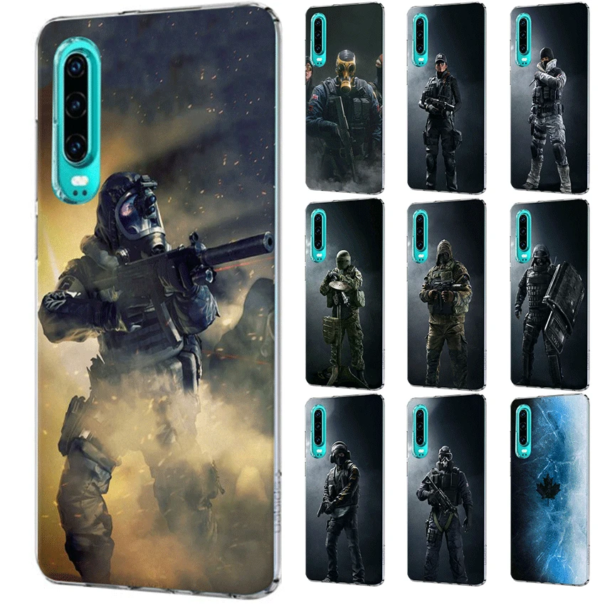 Мобильный телефон чехол для Honor 6A 6C 7A 8 8X 9 9X 10 View 20 Lite Pro Play жесткий Rainbow Six Siege Option Black