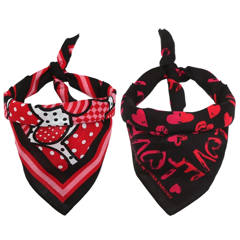 

Pet Dog Cotton Bandana Scarf Red Heart Design Dogs Cats Bib Grooming Accessories Triangular Bandage Collar For Small Large Pet