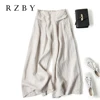 2022 Summer Women Aesthetic Style  Elastic Waist Solid Pants All-matched Casual  Wide Leg Cotton Linen Loose Pantalon RZBY260 ► Photo 2/6
