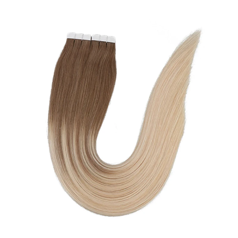 Toysww Tape in Human Hair Extensions Ombre Balayage Natural Blend Hair Extensions Tape in Real Hair Straight (4)