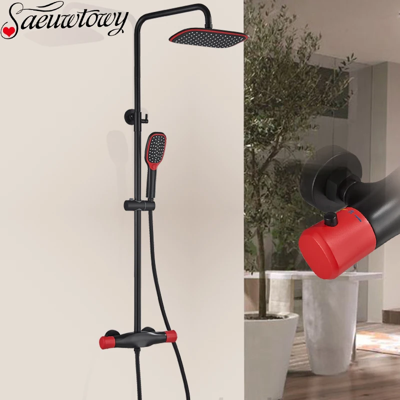 Duchas De Baño Columna Grifo De Bañera Cascada Pared - Negro Con Ducha De Mano, Latón, Salida Tipo Cascada Grifo Pared Negro Con Ducha