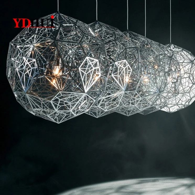 E27 Replica of Web Etch Modern Pendant Light Shadow Lamp For Living Room Study Kitchen Dining room Silver Golden Copper body