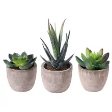 Mini plantes succulentes artificielles, 3 pièces, faux bonsaï artificiel avec Pots, boule décorative, Mini plantes à fleurs artificielles