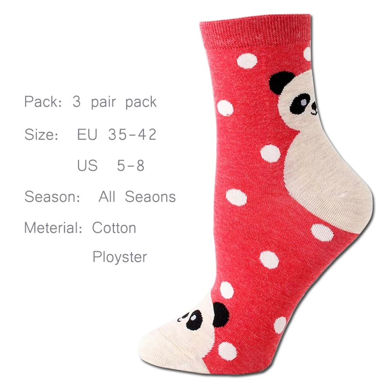 Cotton Socks For Women Harajuku funny Socks Cute Cartoon Fashion street Autumn Winter Print Female Sox 3 pairs/lot#F