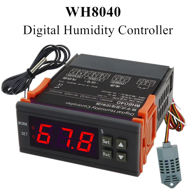 デジタル湿度コントローラー 0.1％RH制御精度デジタル湿度コントローラー湿度計スイッチ WT‑2000 110‑220V #2 保管倉庫用住宅用