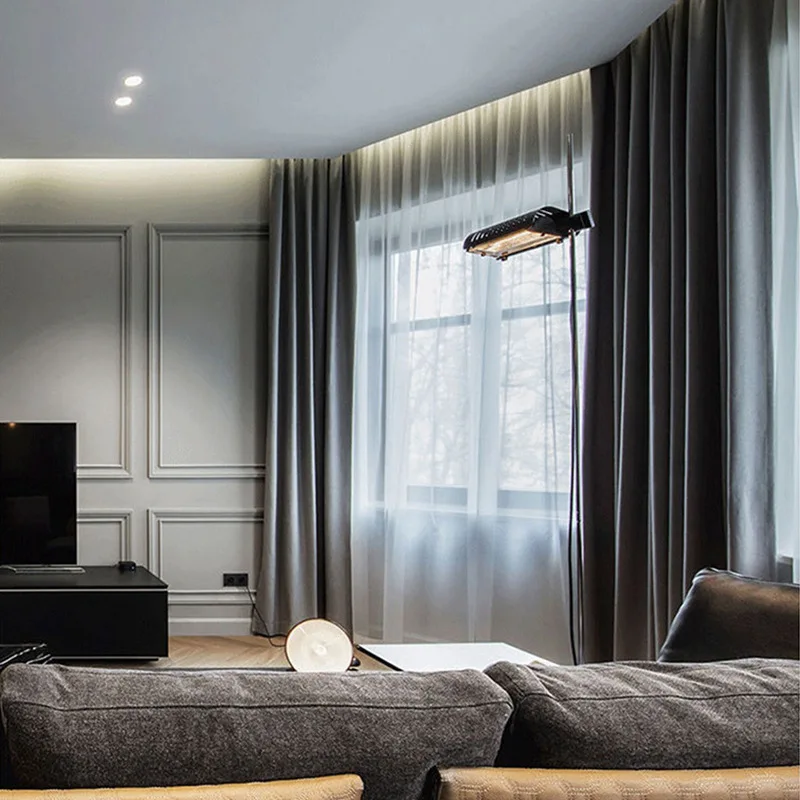 Solid Color Thermal Insulated 90% + Blackout Curtains for Living Room Bedroom Gray Black Blue Thick Window Curtain Treatment