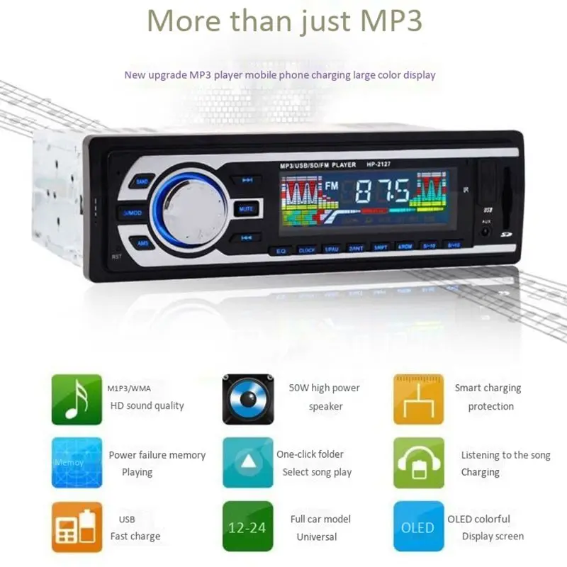 24 в автомобильный стерео fm-радио Mp3 аудио плеер Поддержка Bluetooth телефон с Usb/Sd Mmc порт Автомобильная электроника в тире 1 Din