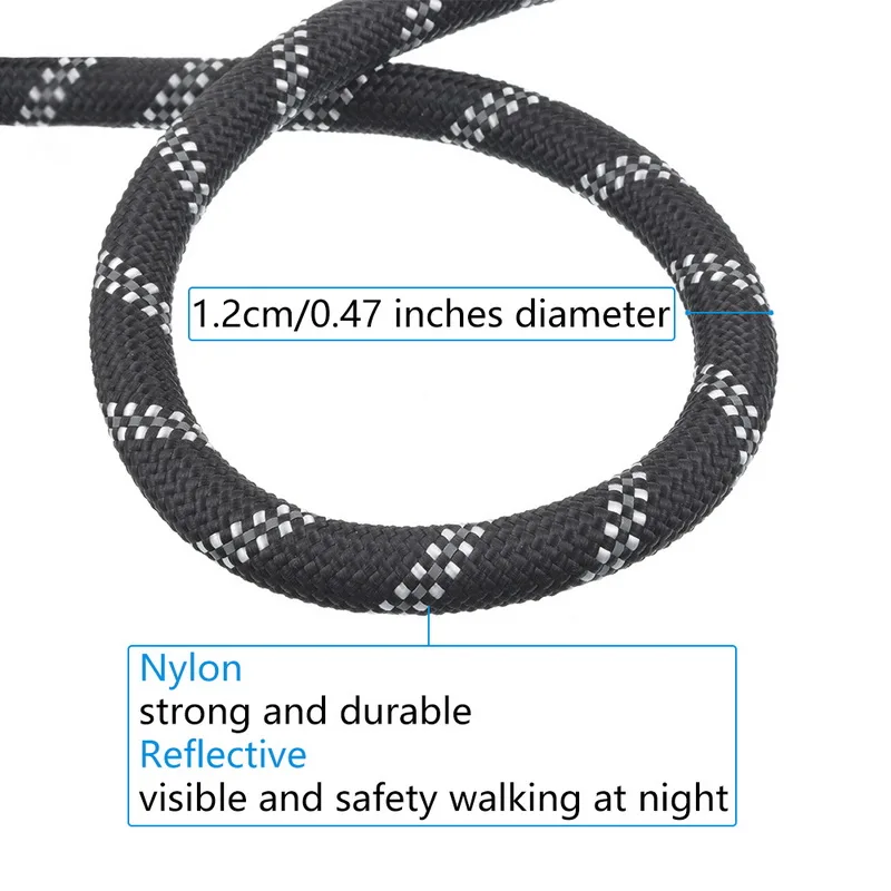 Reflective Large Dog Leash Nylon Rope Pet Running Tracking Leashes Long Lead Dog Mountain Climbing Rope For Medium Big Dog