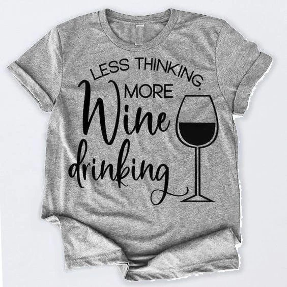 Футболка с надписью more wine and drinking Винтажная футболка унисекс grunge tumblr-K773 | Женская