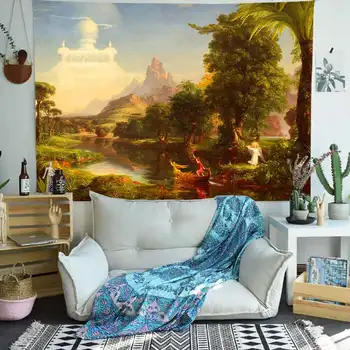 

Simsant Forest Fairy Tales Tapestry Psychedelic Forest Nature Scenery Art Wall Hanging Tapestries for Living Room Home Dorm