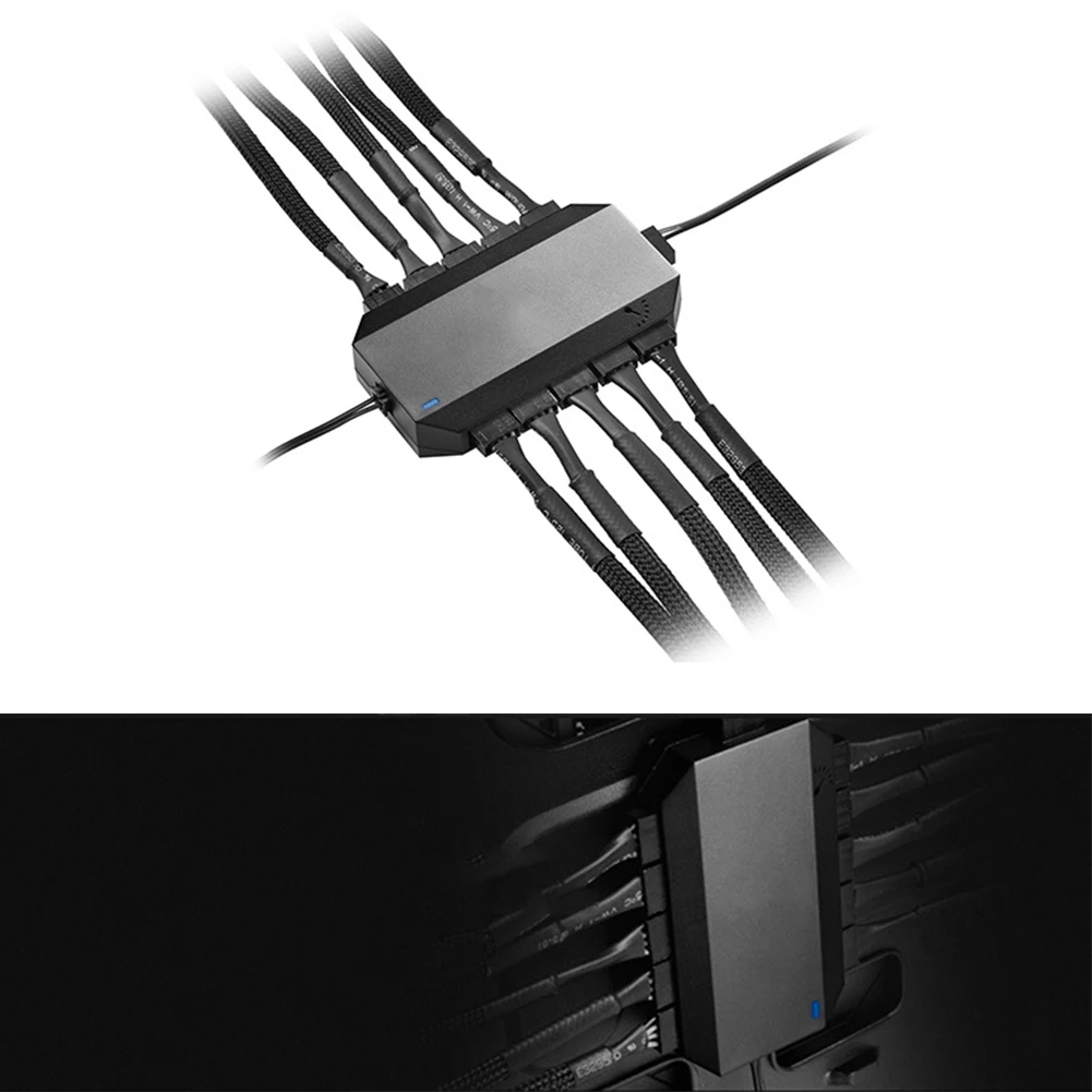FH-10 компьютер прочный охлаждающий вентилятор концентратор адаптер SATA питание сплиттер контроллер ШИМ модульный универсальный черный 3Pin 4Pin