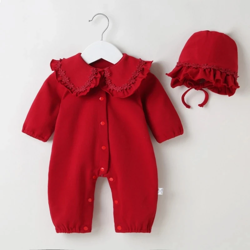 

0Y 2Y Newborn Baby Girl Clothes Autumn Winter Jumpsuit for Kids Infant Rompers with a Hat Sleepwear for Newborns A123