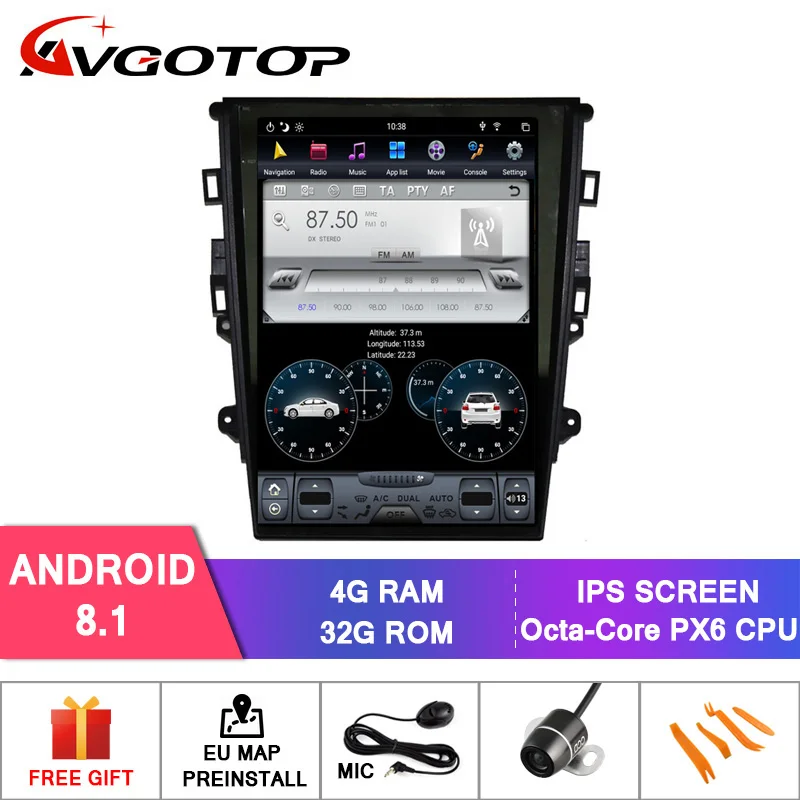 AVGOTOP Android 8,1 Tesla сенсорный монитор 2 Din в тире Автомобильный dvd-плеер для FORD MONDEO 2011-SYNC2(Авто Воздушная версия