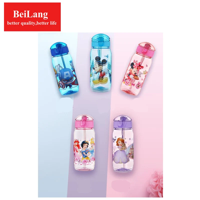 

BeiLang Children's plastic cups straw cups cups students portable drinking water bottle leakproof new