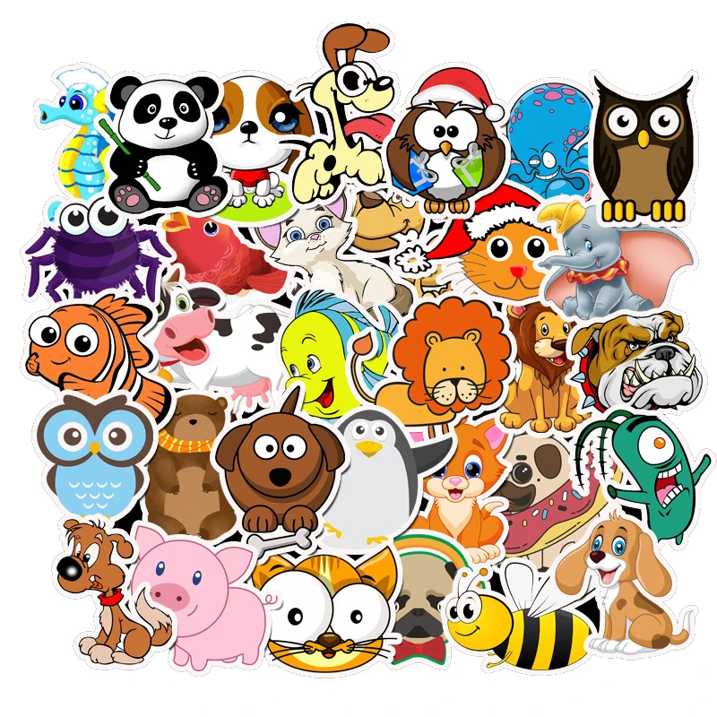 

50Pcs/Lot Cartoon Animals Sticker for Kids Toy Luggage Skateboard Phone on Laptop Moto Bicycle Wall Guitar Sticker Free Shipping