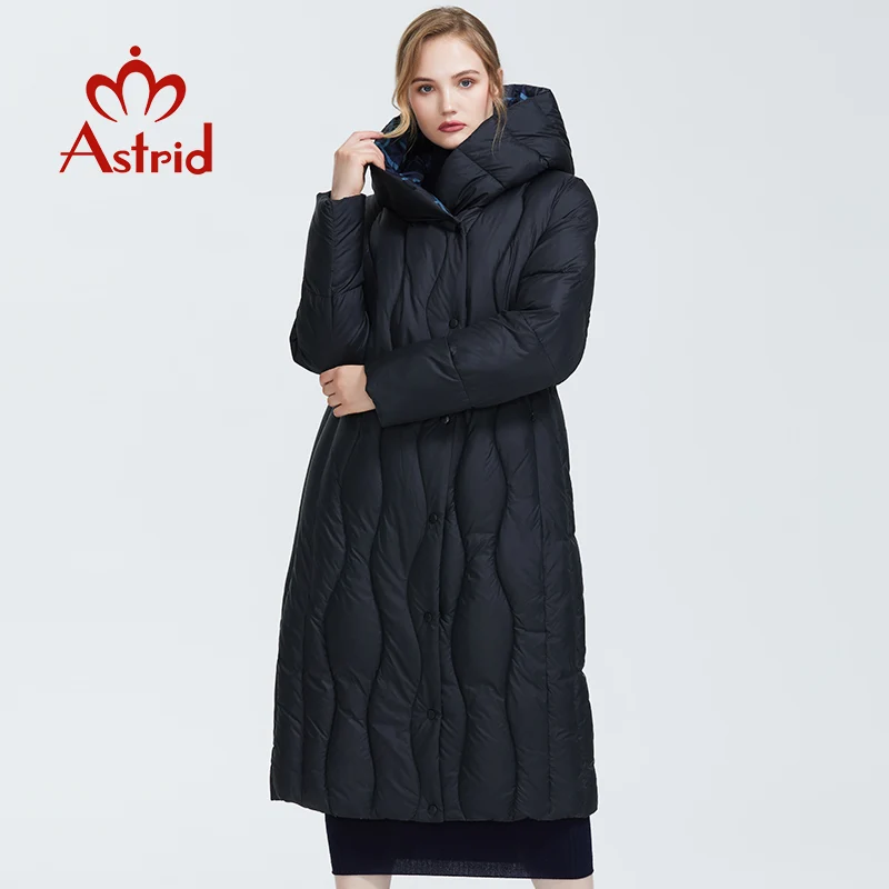 

Astrid 2019 Winter new arrival down jacket women loose clothing outerwear quality blue color thick cotton winter coat AR-7051