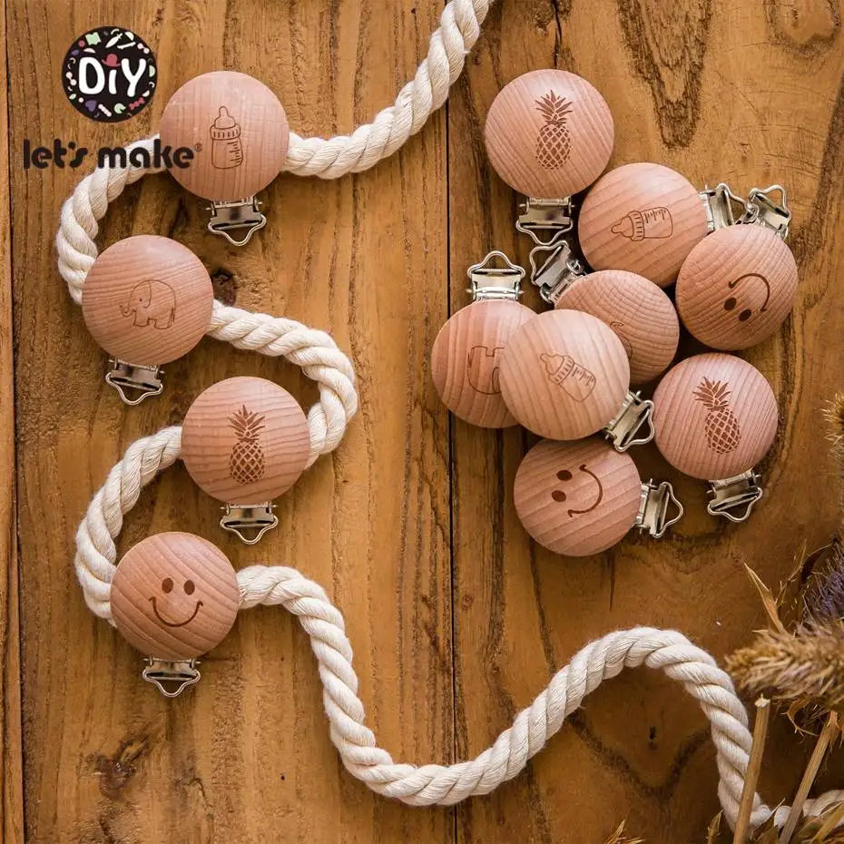 

Let's Make Pacifier Clip 50pc Round Wooden Engrave Customize Baby Wooden Dummy Clip Neutral Gift For Pacifier Chain Baby Teether