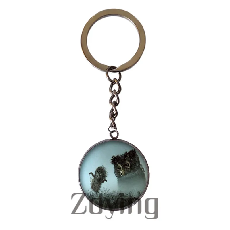 

Zdying Stainless Steel Hedgehog In The Fog Keychain 20mm/25mm Round Glass Cabochon Charm Keychain Key Ring Animal Jewelry HE004