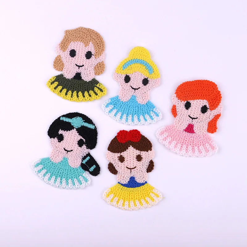 

10PCS Cute Wool Knitted Cartoon Princess Patch Fashion Embroidery Hairpin Clothing Cloth Stickers Accessories Appliques