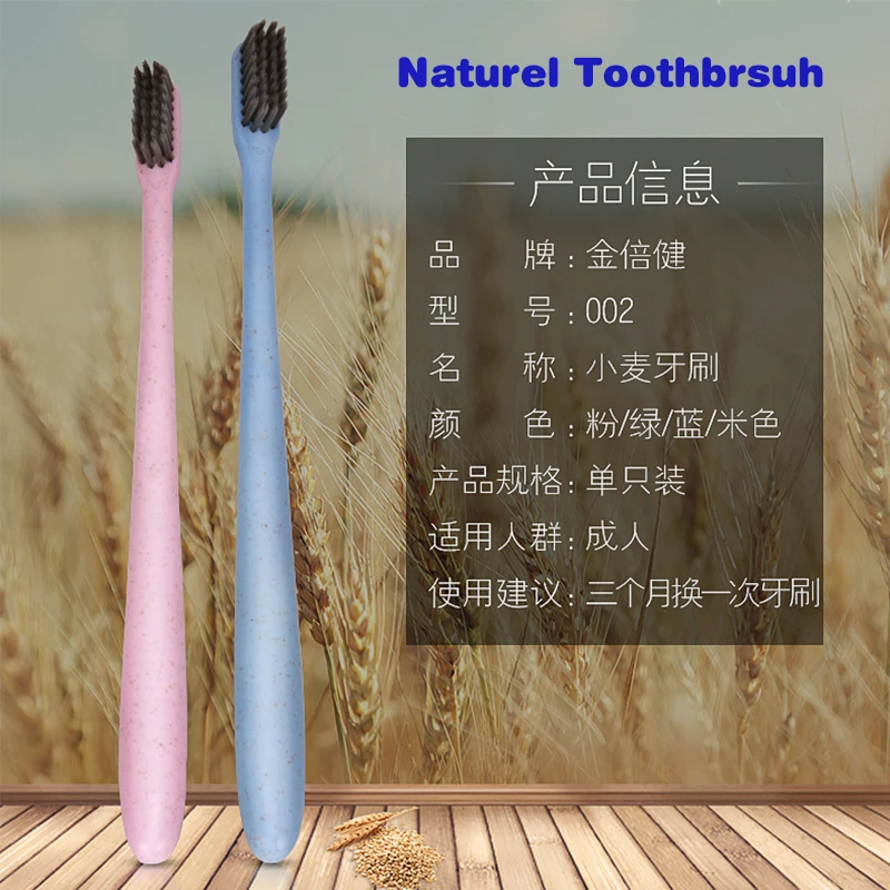 Naturel Toothbrush Wheat Straw Bamboo Charcoal Small Head Toothbrush Travel Portable Adult Soft Brush With Travel Case