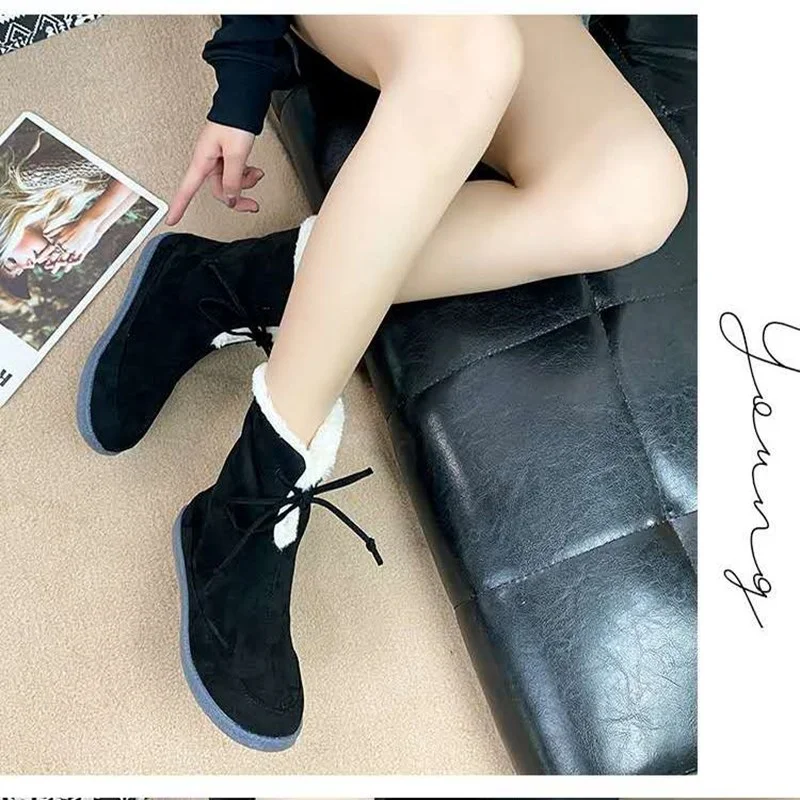 Женские зимние Ботинки Martin модные плюшевые теплые ботинки на плоской подошве