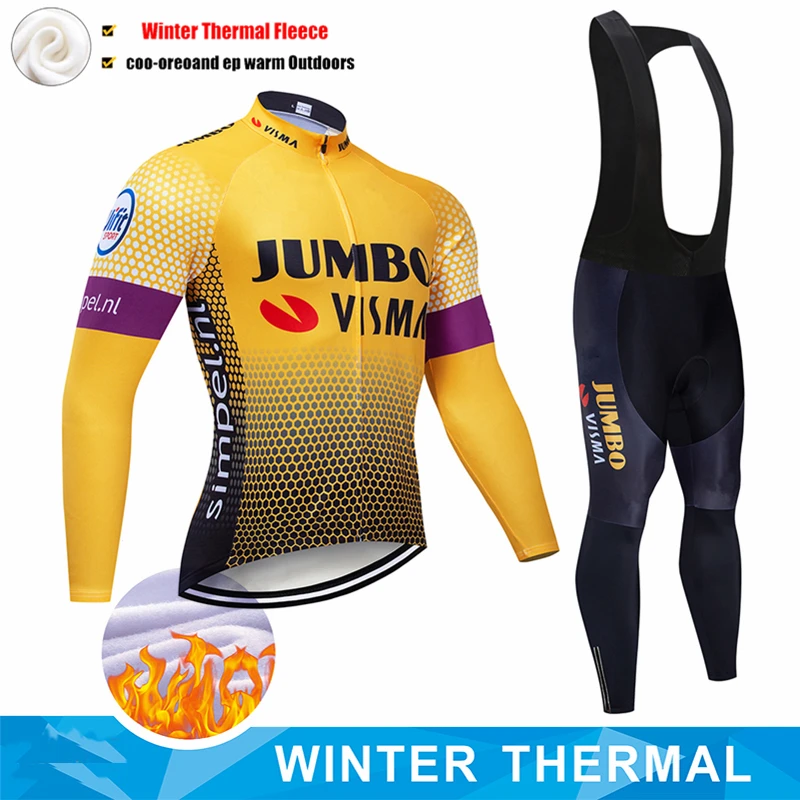 Зима JUMBO Team Велоспорт Джерси 9D велосипед брюки набор Ropa Ciclismo Мужские Термо флис pro трикотаж для велосипедистов Майо Одежда