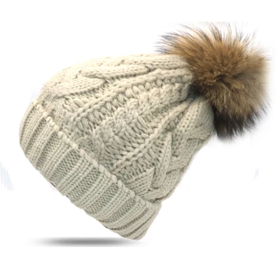 Модная зимняя женская шапка, меховая шапка с помпонами, зимняя шапка для женщин, вязаная шапка бини, шапка, Толстая Женская шапка Skullies Beanies - Цвет: style 21