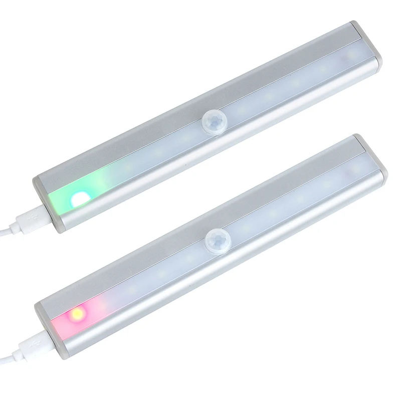 10 LED PIR Motion Sensor USB Charging Closet Lamp Cabinet Night Light Portable