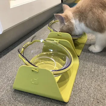 

1pcs 0-15 Pet Feeder Bowl Degree Adjustable Cat Shape Neck Support Bowl Waterer Feeding Dog Cat Feed Bowl Food Dish Tableware