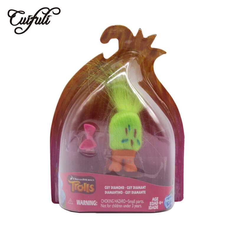 

Cuifuli 8cm Trolls Toy with Fluorescent Green Hair for Children Girls Action Figure Doll Gift Box Packing