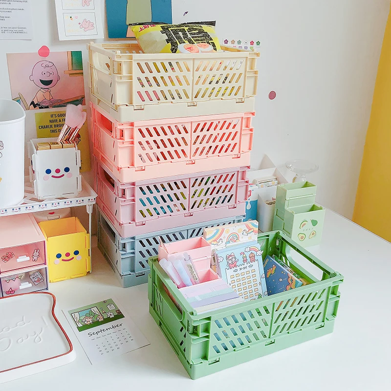Mini Desktop Plastic Foldable Stationary Organizer Pen Pencil Masking Tape Small Thing Storage 1 Pc