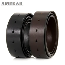 

Pure Cowhide Belt Strap 3.3CM 3.8cm No Buckle Genuine Leather Belts With Round Holes High Quality without smooth buckle