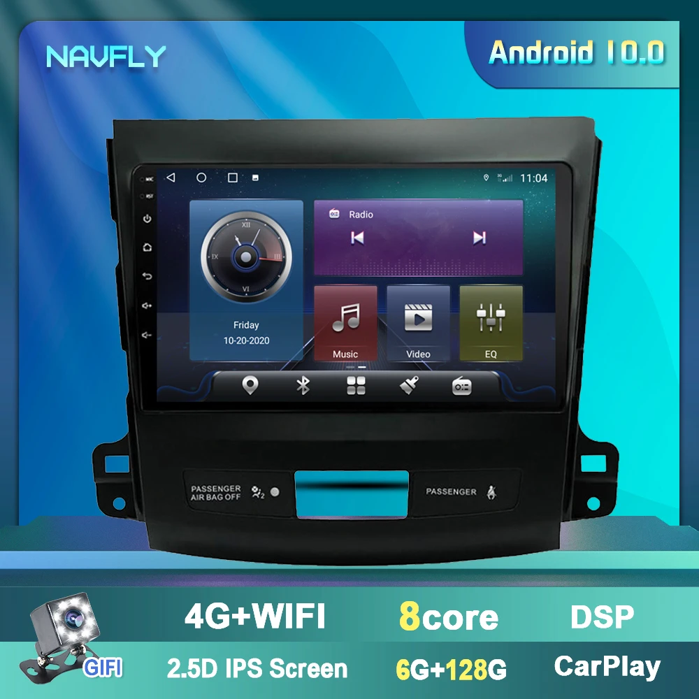 Мультимедийный видеопроигрыватель OKNAVI Android 9 0 навигация GPS для Mitsubishi Outlander Xl 2 2005