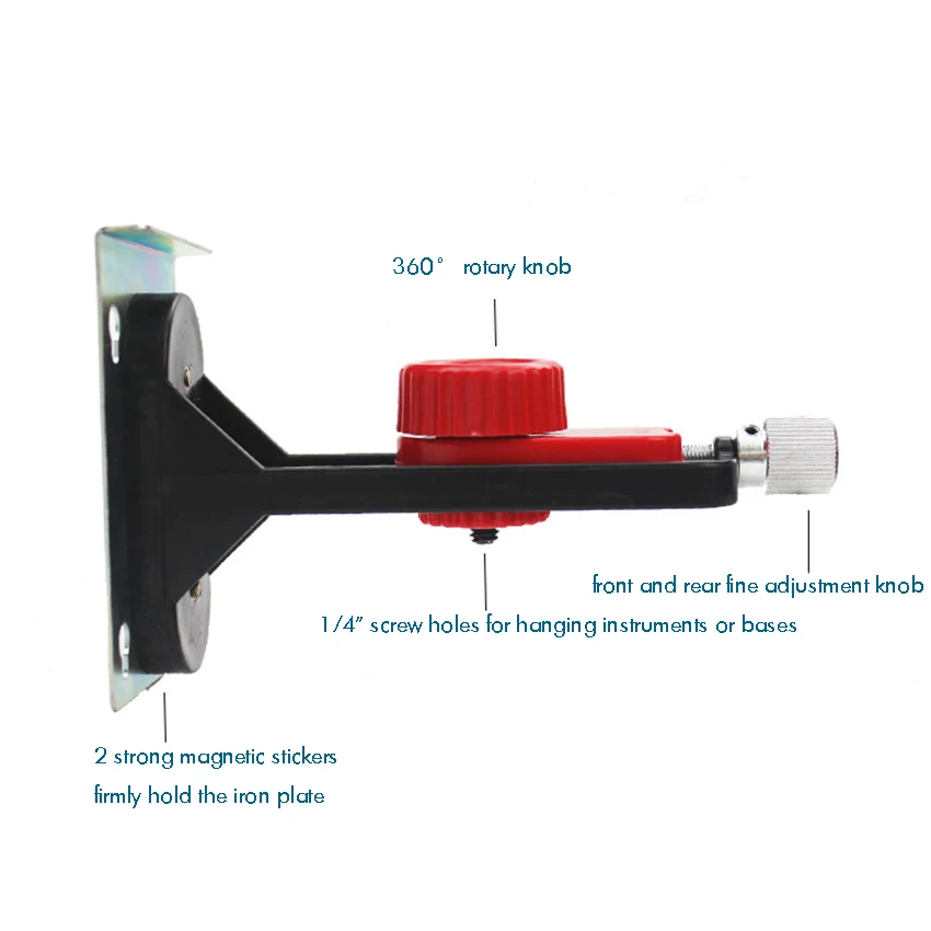 Сильный магнит настенный кронштейн для универсальный лазерный уровень, 1/4 ''резьба, 360 градусов Поворотная ручка, подвесной кронштейн держатель