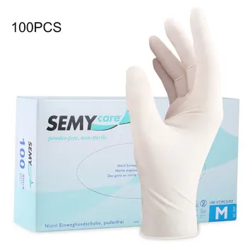 

100pcs Disposable Latex Gloves White Non-Slip Acid and Alkali Laboratory Rubber Latex Gloves Household Cleaning Supplies
