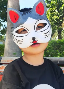 

New Quality Handmade DIY Mask Halloween Gray cheese cat Mask Cosplay Costume Paper Mache Pulp Mask